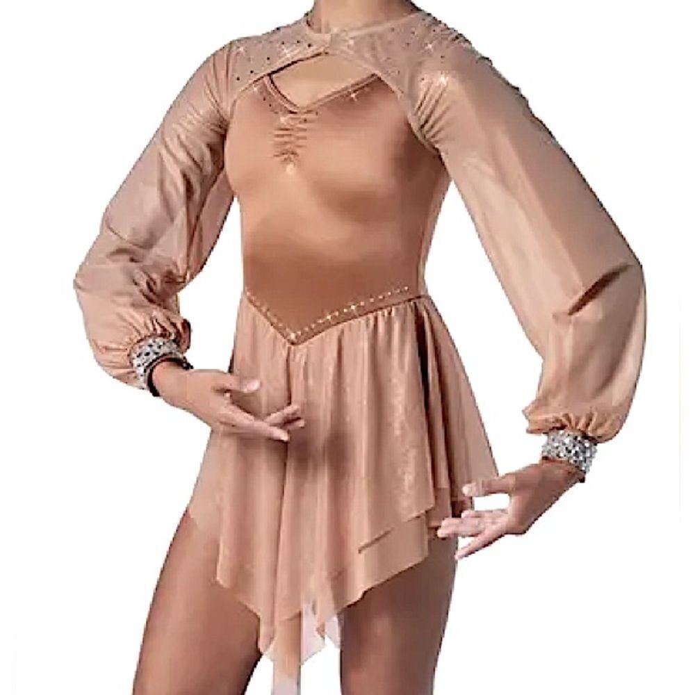 Weissman elite Dance costume bronze tan poet Long Sleeve The Weather 16698 LC